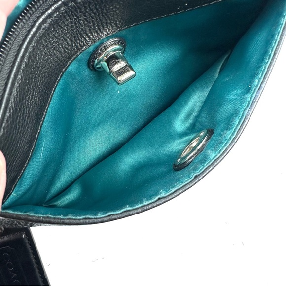 Coach Park Wristlet Black Leather Clutch Large Hangtag Wallet Night Out - Picture 7 of 9